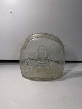 Luminarc Welcome Home Glass Tealight Candle Holder Christmas Winter Scene